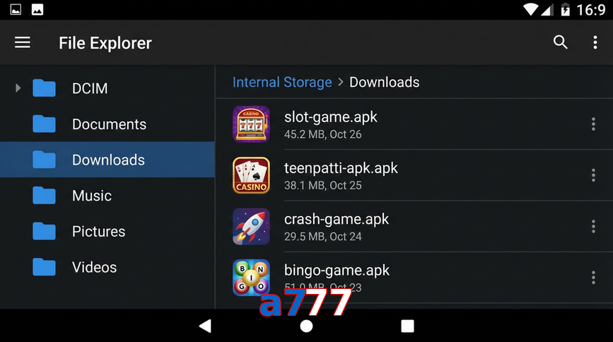 Main screen of A777 gameapk page for PK players