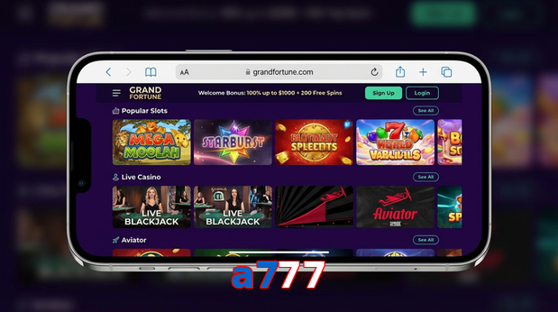 Main screen of A777 ios page for PK players
